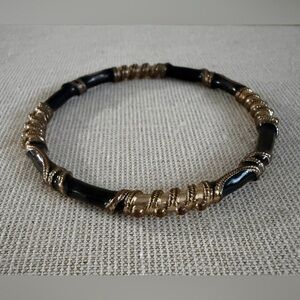 Black and Gold Wrapped Bangle Bracelet
